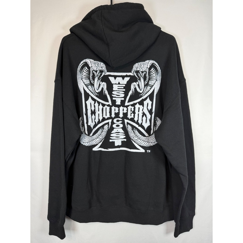 West Coast Choppers Jesse James Black Cobra Iron Cross Hoodie Mens XL